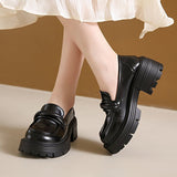 Women's Summer Wholesale Thick-Soled Heightening Single Shoes with Skirts, British Style Small Leather Shoes, Thick-Heeled Loafers