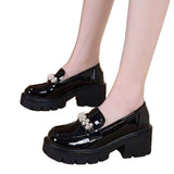 Mary Jane Platform-soled Loafers Small Leather Shoes Women's 2025 Spring New Elevated Women's Shoes Women's Soft-soled Single-layer Shoes