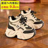Explosions Small Thick Sole Height Increased Leather Torre Shoes Women's 2025 Spring New Sports Casual Shoes