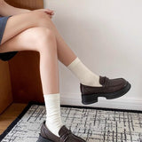 Black Retro British Style Thick Heel Thick-soled Leather Shoes Women's 2024 New Arrival Autumn All-match Slip-on Love Shoes