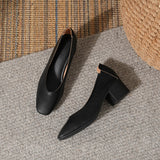 Commuter Milk Shoes Women's Retro Soft Leather V-Mouth Mid-Heel Fairy High Heels Women's Thick Heel Mary Jane Shoes Women's Shoes Women's Summer
