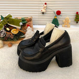 Women's Platform Leather Shoes with Thick Soles, British Style Jk Uniform Shoes, 2024 New Model, 8cm High Heels, Lightweight Loafers