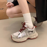 2025 Autumn/Winter New Thick-Soled Versatile Casual Shoes for Women, Slimming Dad Shoes, Gray Sneakers, Cotton Shoes