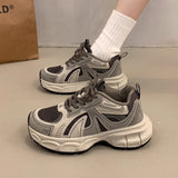 2025 Autumn/Winter New Thick-Soled Versatile Casual Shoes for Women, Slimming Dad Shoes, Gray Sneakers, Cotton Shoes