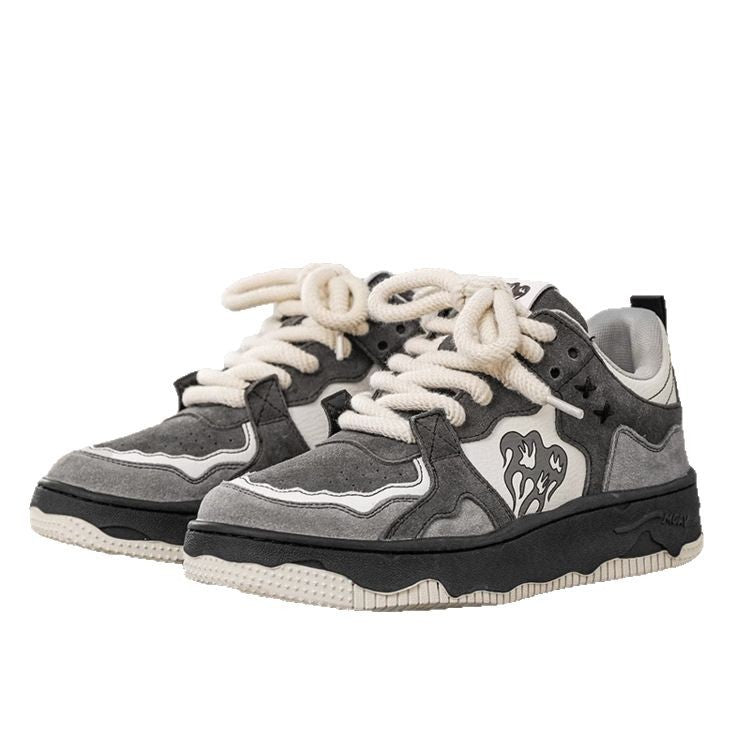 Korean Style Niche Casual Sneakers Women's 2025 Spring New White Shoes Ins Hong Kong Style All-match Bread Single-layer Shoes for Students