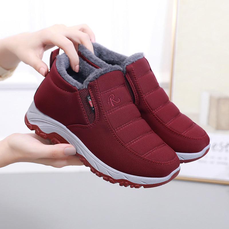 Winter Old Beijing Cloth Shoes Women's Middle-aged and Elderly fleece-lined Thickened sneaker Flat Non-slip Mother Shoes Warm Snow Boots