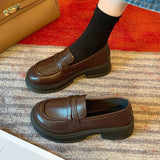 Japanese Small Leather Shoes Women's 2025 Autumn New British Style Black Platform Loafers One-Pedal JK Uniform Shoes