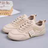 2026 New Spring and Autumn Leather Soft-Soled Women's Casual Non-Slip Sports Sneakers, Lightweight, Wear-Resistant, Versatile White Shoes for Women