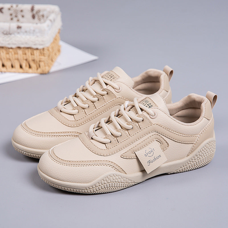 2026 New Spring and Autumn Leather Soft-Soled Women's Casual Non-Slip Sports Sneakers, Lightweight, Wear-Resistant, Versatile White Shoes for Women