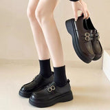 Women's Small Leather Shoes British Style 2024 Summer New All-match Thick-soled Loafers Slip-on Mary Jane Shoes