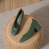 Commuter Milk Shoes Women's Retro Soft Leather V-Mouth Mid-Heel Fairy High Heels Women's Thick Heel Mary Jane Shoes Women's Shoes Women's Summer