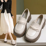 Women's Summer Wholesale Thick-Soled Heightening Single Shoes with Skirts, British Style Small Leather Shoes, Thick-Heeled Loafers