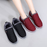 Winter Old Beijing Cloth Shoes Women's Middle-aged and Elderly fleece-lined Thickened sneaker Flat Non-slip Mother Shoes Warm Snow Boots