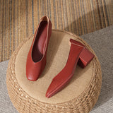Commuter Milk Shoes Women's Retro Soft Leather V-Mouth Mid-Heel Fairy High Heels Women's Thick Heel Mary Jane Shoes Women's Shoes Women's Summer