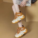 New Lace-Up Thick-Soled Heightening Daddy Shoes for Women 2025 Summer Versatile Fashion Contrasting Color Cut Out Breathable Sports Shoes for Women