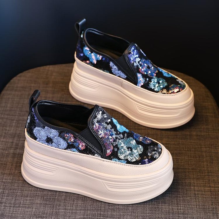 Inner Height All-match Leg Breathable Mesh Shoes Women's 2024 Summer New Lazy Wedge Heels Platform Platform Single-layer Shoes