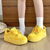 Yellow platform height-increasing board shoes for women 2024 new summer high-value foreign-style comfortable casual sneaker women