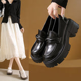 Women's Summer Wholesale Thick-Soled Heightening Single Shoes with Skirts, British Style Small Leather Shoes, Thick-Heeled Loafers