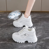 Dad's Shoes Women's 2025 New Summer Mesh Breathable Thin Inner Heightening White Shoes Thick-Soled Sports Shoes Hot Style