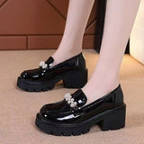 Mary Jane Platform-soled Loafers Small Leather Shoes Women's 2025 Spring New Elevated Women's Shoes Women's Soft-soled Single-layer Shoes