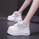 Black and White Panda Shoes for Women 2025 Autum New Style Small 8cm Platform Thick Sole Heightening White Shoes for Sports and Leisure