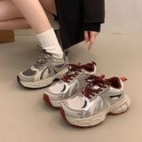 2025 Autumn/Winter New Thick-Soled Versatile Casual Shoes for Women, Slimming Dad Shoes, Gray Sneakers, Cotton Shoes