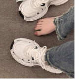 2025 New Korean Style Fashion Casual Sports Shoes Women's Popular Easiest for Match Thick-Soled Dad Shoes Breathable Single Shoes Round Toe