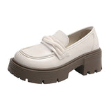 Women's Summer Wholesale Thick-Soled Heightening Single Shoes with Skirts, British Style Small Leather Shoes, Thick-Heeled Loafers