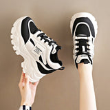 Dad's Shoes Women's 2025 New Summer Mesh Breathable Thin Inner Heightening White Shoes Thick-Soled Sports Shoes Hot Style