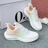 Autumn New Breathable Trendy Women's Running Shoes for Students, Lightweight Lace-Up Thick-Soled Women's Sports Shoes for Foreign Trade