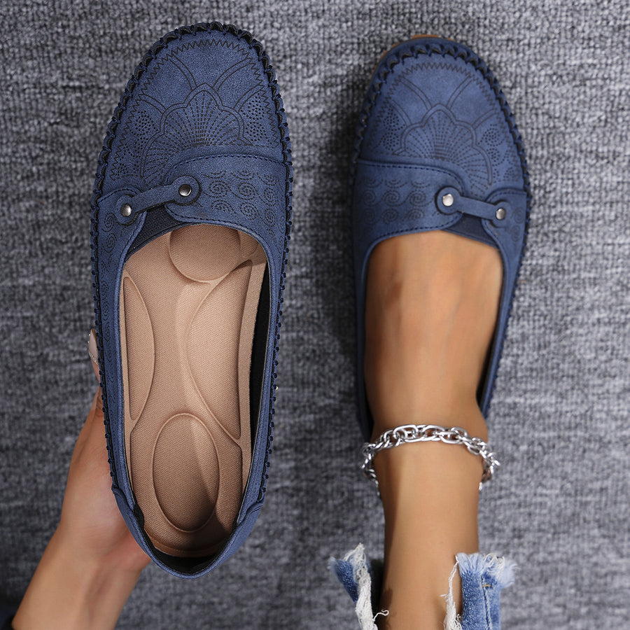 Large Size Popular Foreign Trade Stitched Laser Women's Flats Loafers Foreign Trade Cross-Border E-Commerce Supply Retro