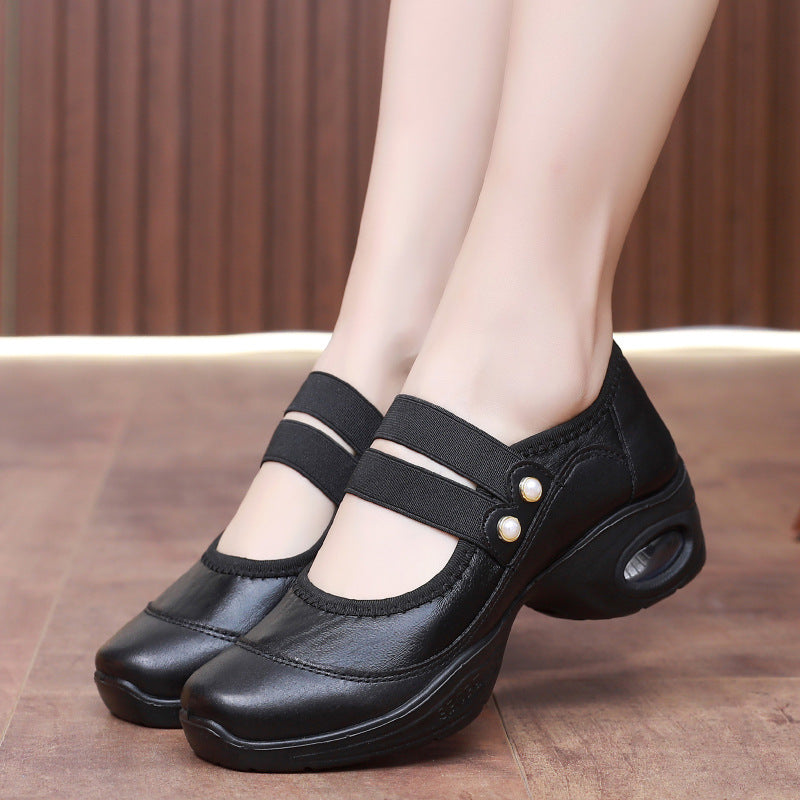 Square Dance Shoes Women's Soft Sole Not Tired Feet Middle-aged and Elderly Mothers Dance Shoes Comfortable Breathable Work Shoes Air Cushion Dance Shoes