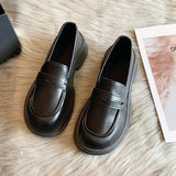 Japanese Small Leather Shoes Women's 2025 Autumn New British Style Black Platform Loafers One-Pedal JK Uniform Shoes