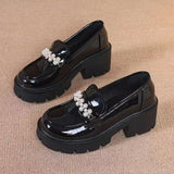 Mary Jane Platform-soled Loafers Small Leather Shoes Women's 2025 Spring New Elevated Women's Shoes Women's Soft-soled Single-layer Shoes