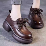 Thick-soled small leather shoes women's 2025 spring new single-layer shoes slimming British style small height work shoes