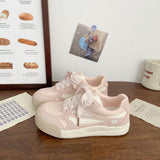De Xun Thick-Soled Leather Panel Shoes for Women 2025 Autum New Campus Chic Niche Design Versatile Sports White Shoes