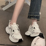 2025 New Korean Style Fashion Casual Sports Shoes Women's Popular Easiest for Match Thick-Soled Dad Shoes Breathable Single Shoes Round Toe