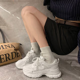 Mori Torre Shoes Women's Summer 2023 New Student Mesh Shoes Breathable Mesh Korean Style Thick-soled White Shoes Women