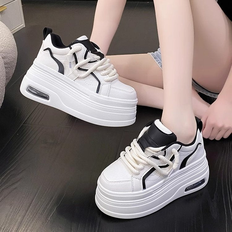 Niche Design Thick Sole Increased White Shoes Women's 2025 Spring New 8cm Casual Shoes Casual sneaker