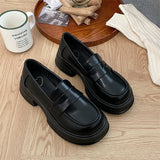 Thick-soled heightening single-layer shoes women's black thick-heeled leather shoes all-match British loafers autumn new formal shoes jk shoes