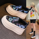 Inner Height All-match Leg Breathable Mesh Shoes Women's 2024 Summer New Lazy Wedge Heels Platform Platform Single-layer Shoes