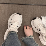 2025 New Korean Style Fashion Casual Sports Shoes Women's Popular Easiest for Match Thick-Soled Dad Shoes Breathable Single Shoes Round Toe
