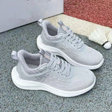 Autumn New Breathable Trendy Women's Running Shoes for Students, Lightweight Lace-Up Thick-Soled Women's Sports Shoes for Foreign Trade