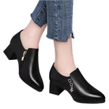 Deep Mouth Single-layer Shoes Women's Spring High Heels Women's 2023 New Women's Shoes Middle-aged Mother's Shoes Non-slip Single-layer Shoes Thick Heel Leather Shoes