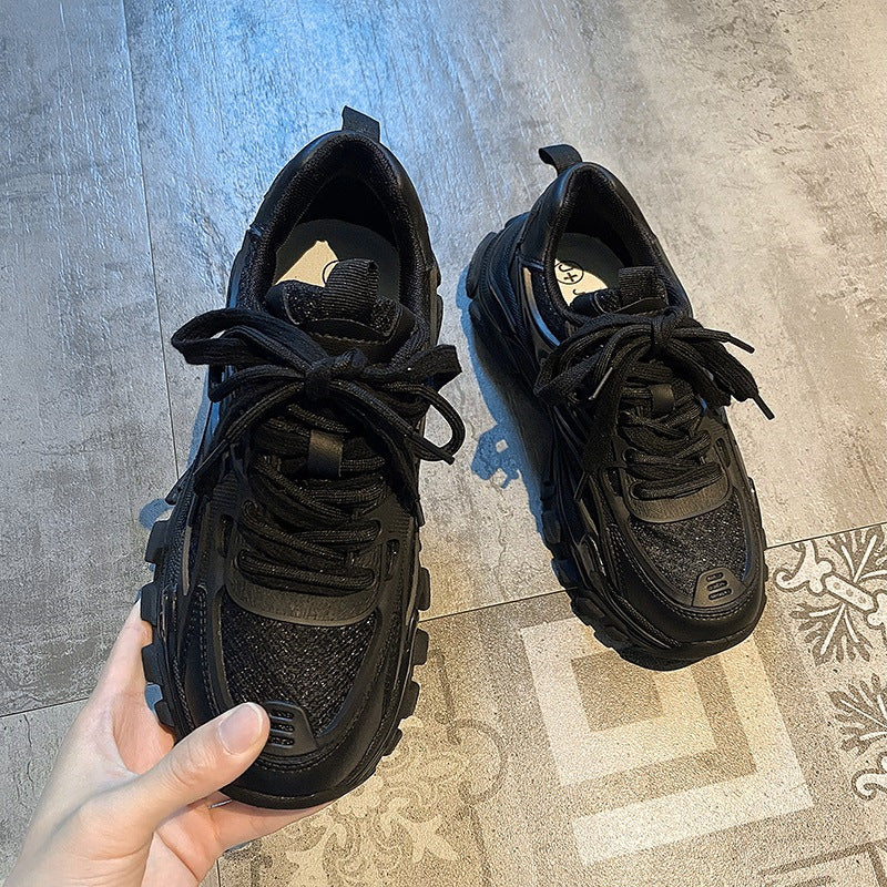 Korean Style Summer Thick-soled Torre Shoes Women's 2023 New Foot-showing Small Height-increasing All-match Breathable Sports Casual Shoes