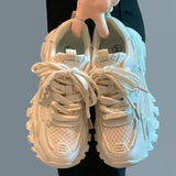 Korean Style Summer Thick-soled Torre Shoes Women's 2023 New Foot-showing Small Height-increasing All-match Breathable Sports Casual Shoes
