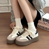 Desun Women's Shoes 2025 Spring and Autumn New Thick Sole Retro White Shoes Casual Forrest Gump Shoes All-match Sports Sneakers