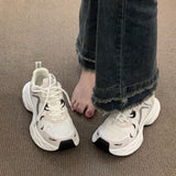 2025 New Korean Style Fashion Casual Sports Shoes Women's Popular Easiest for Match Thick-Soled Dad Shoes Breathable Single Shoes Round Toe