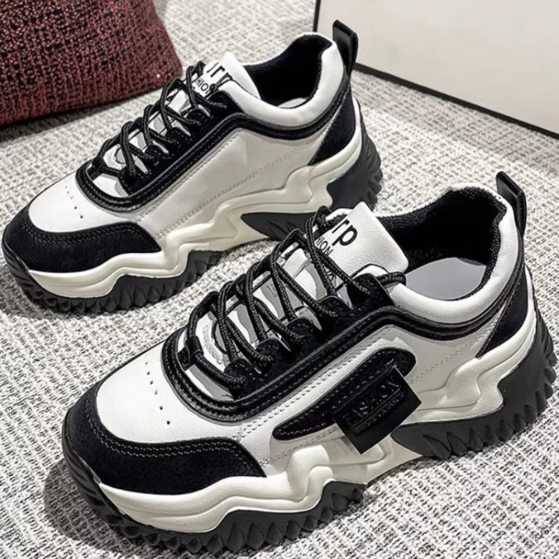 Women's Dad Sneakers Ins 2025 Spring and Autumn New Versatile Color-Blocking Thick-Soled Height-Increasing Casual Sports Shoes Trendy