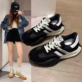 Women's Spring Thick-Soled Dad Sneakers, Color-Blocked Platform Waffle Shoes, Versatile Soft-Soled Casual Shoes for Women